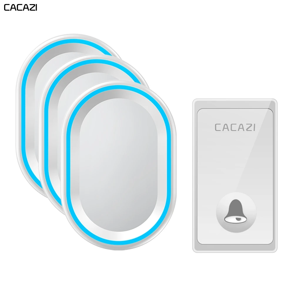 

Self powered Wireless Doorbell No Battery Required Waterproof 1 Button 3 Receiver US EU UK Plug Smart Home Door Bell Chime