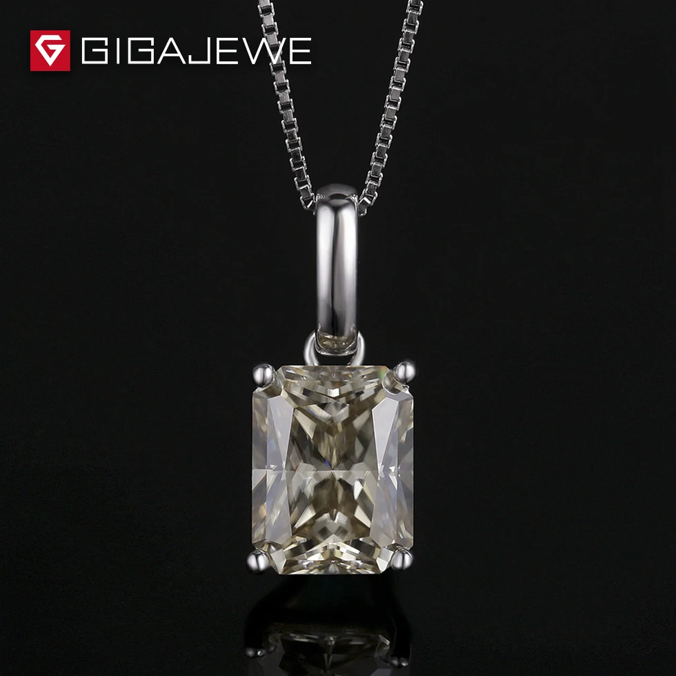 GIGAJEWE 2.2ct желтовато Цвет огранка Радиант Камень Муассанит Цепочки и ожерелья для