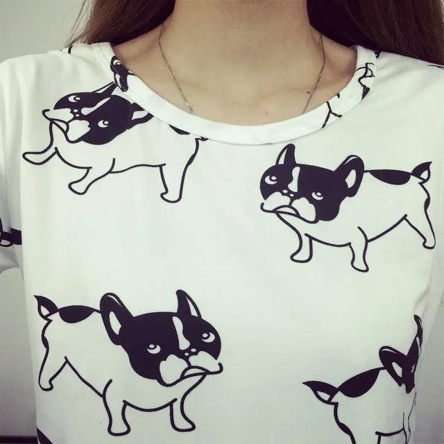 2016 casual fashion brand women summer style Tops women's Tshirts French Bulldog T Shirts camisetas femininas poleras de mujer HTB1ZXG9JFXXXXXuXpXXq6xXFXXXS - 2016 casual fashion brand women summer style Tops women's Tshirts French Bulldog T Shirts camisetas femininas poleras de mujer