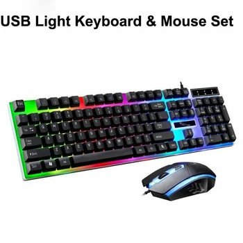 

USB Wired Keyboard Mouse Combo Set Backlit Design for Gaming QJY99