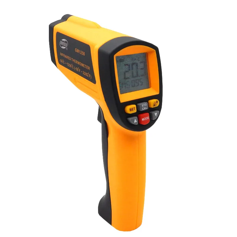 

Digital Non contact infrared thermometer GM1250 Temperature Pyrometer IR Laser Point Gun EMS 0.1-1.0 -50~1250C(-58~2282F)