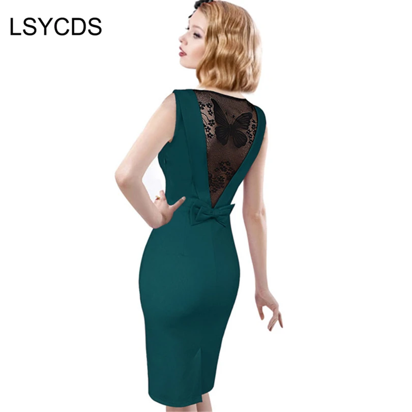 Женское весеннее платье карандаш с круглым вырезом сексуальное кружевное без