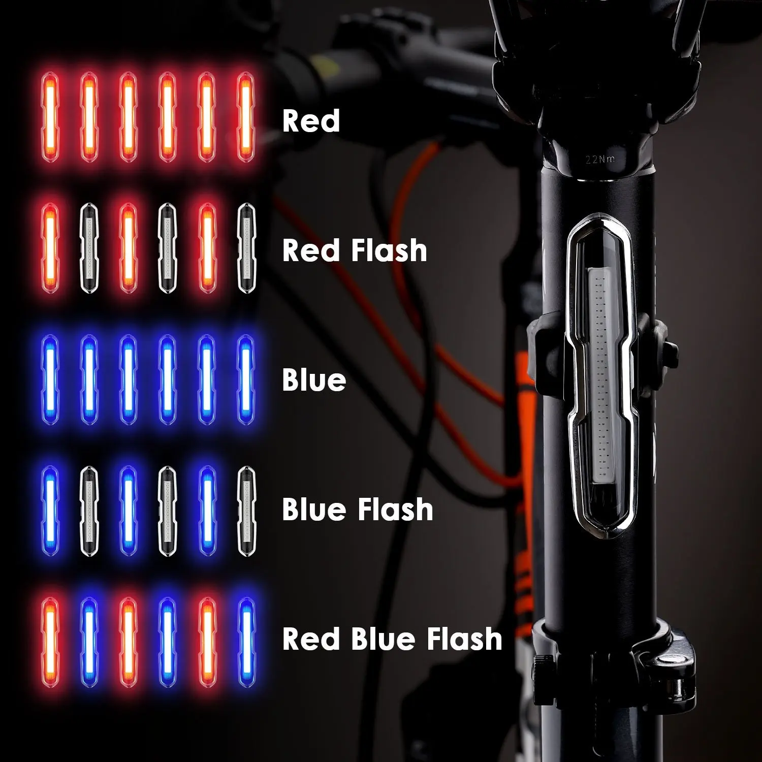 Discount Bike Tail Light Ultra Bright Bike Light USB Rechargeable LED Bicycle Rear Light 5 Light Mode Headlights with Red + Blue 2