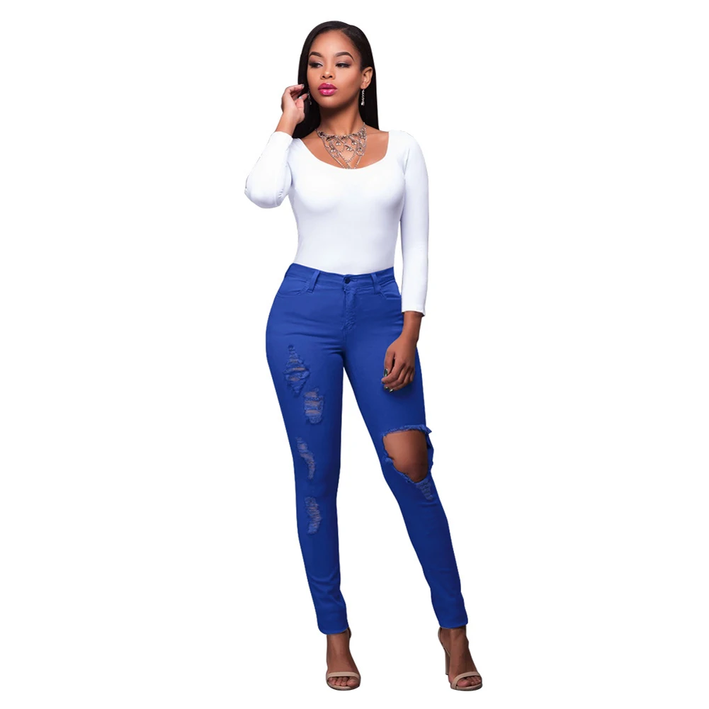 2019 Sexy Women Denim Jeans Ripped Hole Boyfriend Jeans