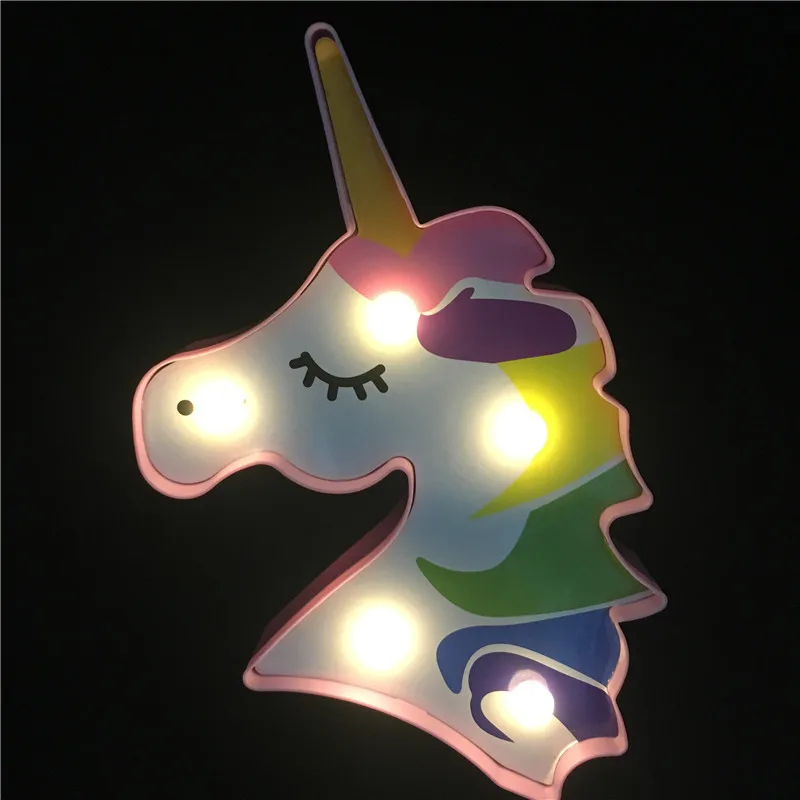 Мини Единорог светодиодный ночной Светильник AA Батарея прикроватная лампа для детей животных Стиль светильник ing 3D роспись Особенности Стиль лампа - Испускаемый цвет: Type A
