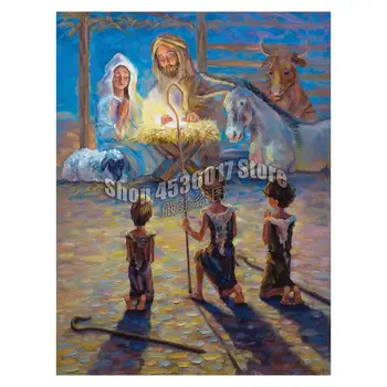 

Diy Diamond Painting Shepherd's Watch Cross Stitch Embroidery Wall Sticker Diamond Mosaic Religious Children Crafts Rhinestone
