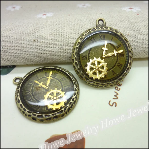 

15 pcs Charms enamel clock Pendant Antique bronze Zinc Alloy Fit Bracelet Necklace DIY Metal Jewelry Findings