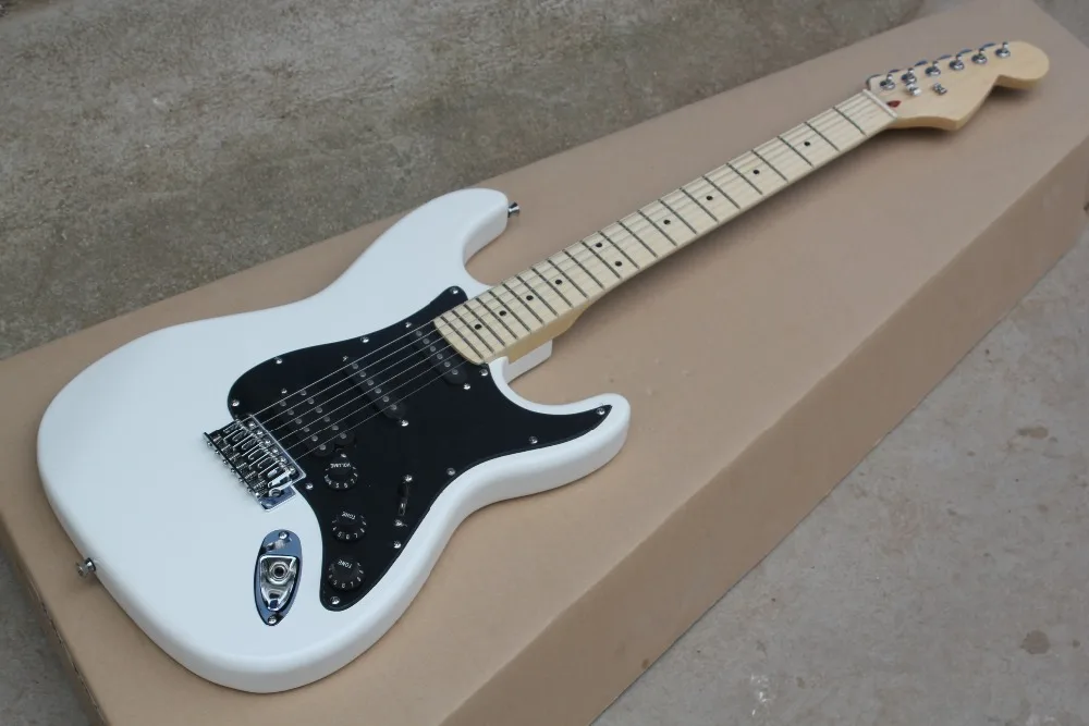 

China Custom guitar factory New Arrival Top quality St ssh white maple fingerboard Electric Guitar in stock stratocaster 10 25