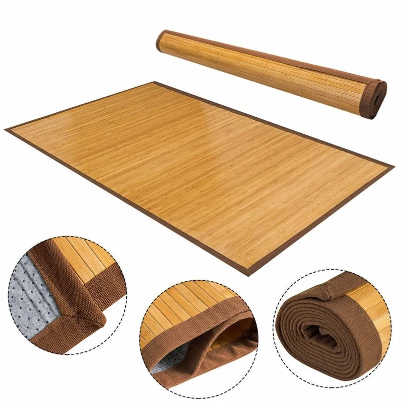 5' X 8' Bamboo Area Rug Floor Carpet High Quality Durable Natural Bamboo Construction Bedroom Anti-Slip Floor Carpet HW56389