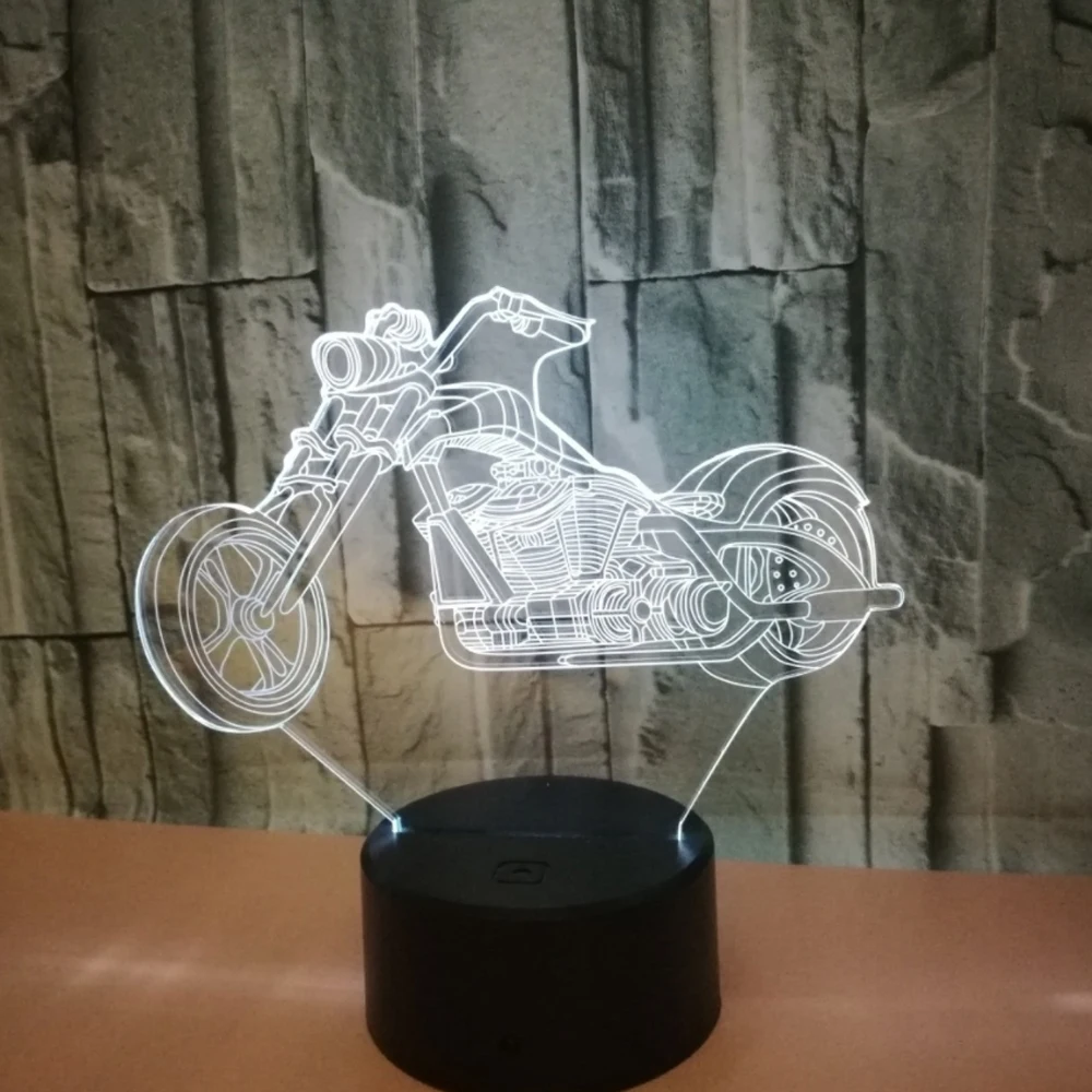 Мотоцикл сенсорный 3d лампа Иллюзия светодиодный ночник USB настольная лампа для детей подарок для детей прикроватная Спальня 3D лампа