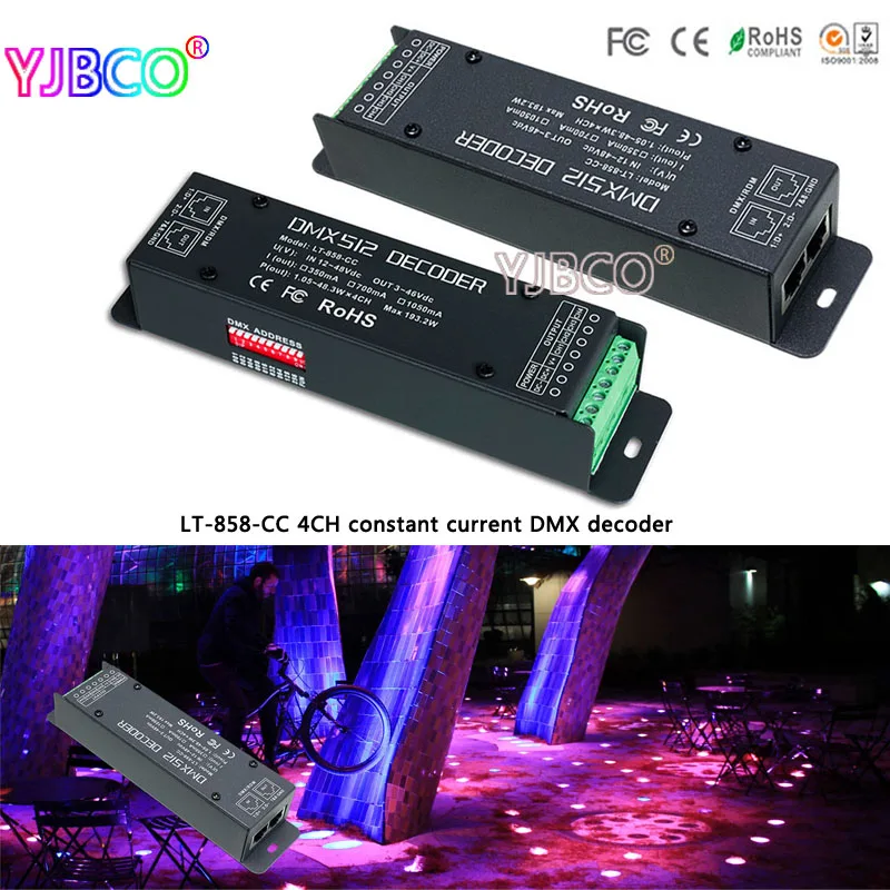 

LTECH LT-858-CC;4CH CC DMX/RDM Decoder;DC12-48V input;CC 350/700/1050mA 3 in 1*4CH output led controller for led lamp