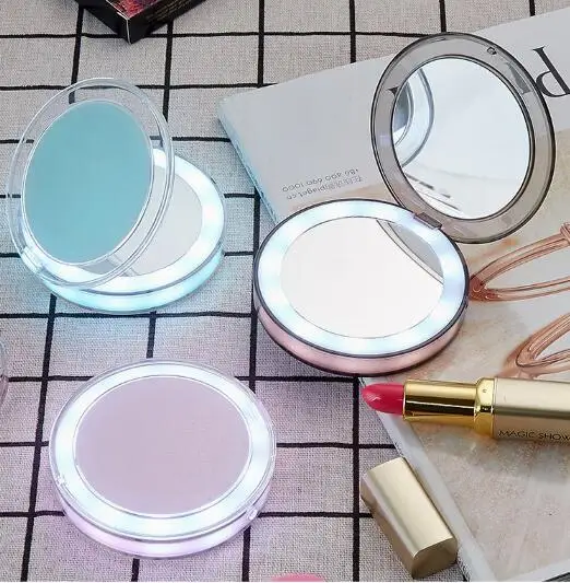 

Party Favors Touch sensor LED makeup mirror USB charging folding makeup mirror mini portable lamp makeup mirror