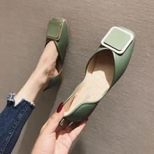 Летняя модная женская обувь на плоской подошве, черные, зеленые, розовые, с квадратным носком, повседневная женская обувь