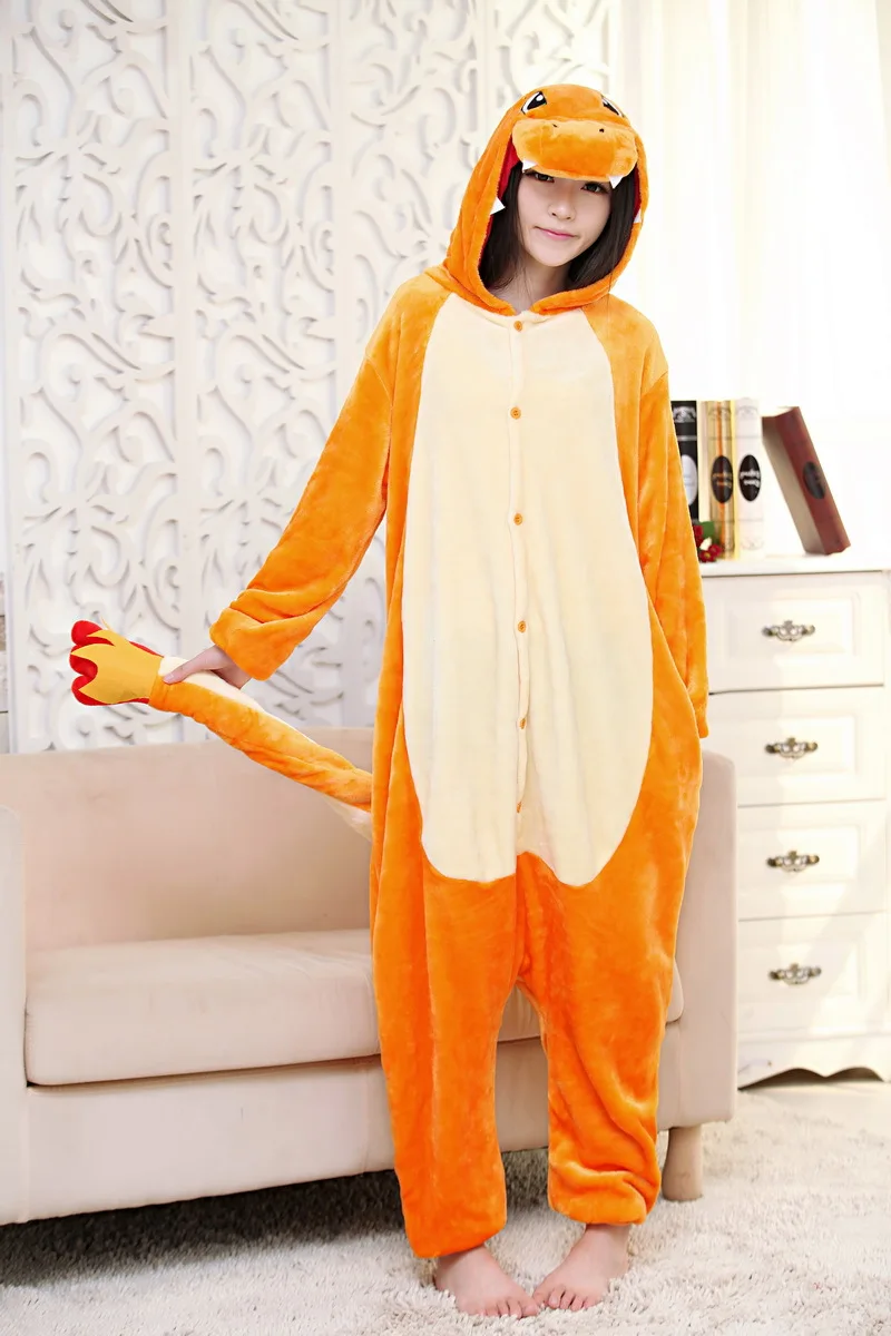 Charmander Семья подходящая друг к другу одежда для сна, чармандер, Косплэй родителей для маленьких девочек пижама для мальчиков зимний комбинезон SA1384
