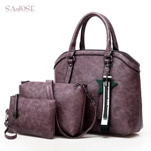 Брендовая женская сумка, 3 комплекта, женская сумка-тоут большой емкости, винтажная сумка через плечо с кисточкой, маленькая сумочка, сумки