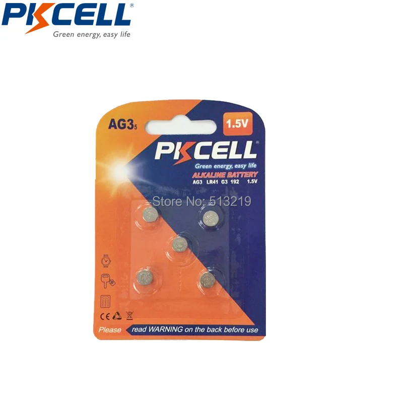 4 карты 20 шт. PKCELL 1,5 V AG3 LR41 LR192 V3GA SR41 192 392 SR736 щелочные батареи кнопки монета часы Батарея