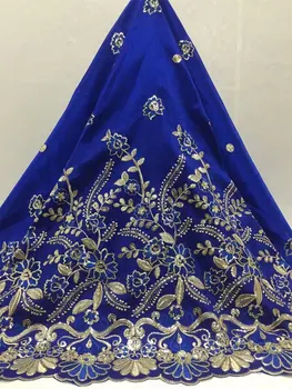 

Hot sale royal blue velveteen lace material african soft velvet lace fabric with silver sequins for clothes YYZ26389 5yards/pc