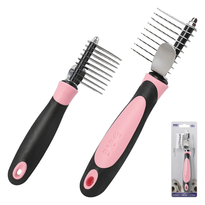 

Hair Removal Comb for Dogs Cat Detangler Fur Trimming Dematting Deshedding Brush Grooming Tool For matted Long Hair Curly Pet