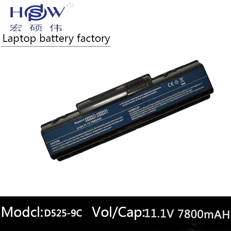 HSW 7800MAH 9 ячеек Аккумулятор для ноутбука Acer EMACHINES E525 E627 E725 D525 D725 G620 G627 G725 E627-5019 AS09A31