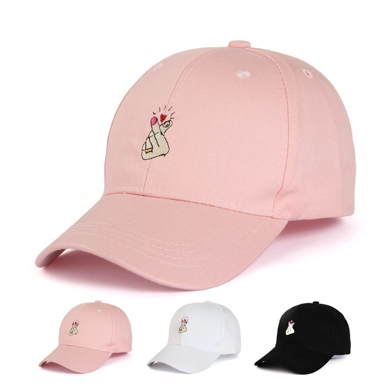 200 шт./лот Лето Для женщин Fahshion руку на сердце пара Бейсбол Кепки Повседневное универсальные Snapback Hat черный, белый, розовый цвет