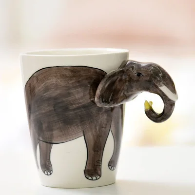 CAKEHOUD, креативная 3D матовая керамическая кофейная чашка в виде животного, набор, 400 мл, чашка для молока, сока, лимона, чая, для дома, офиса, для напитков, уникальные подарки - Цвет: Elephant