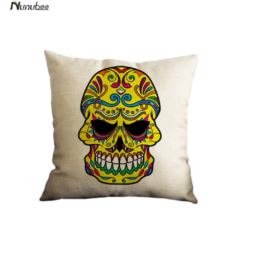 Nunubee شخصية الجمجمة نمط القطن و الكتان الأزياء عالية الجودة مكتب غرفة المعيشة أريكة سيارة الزخرفية المخدة