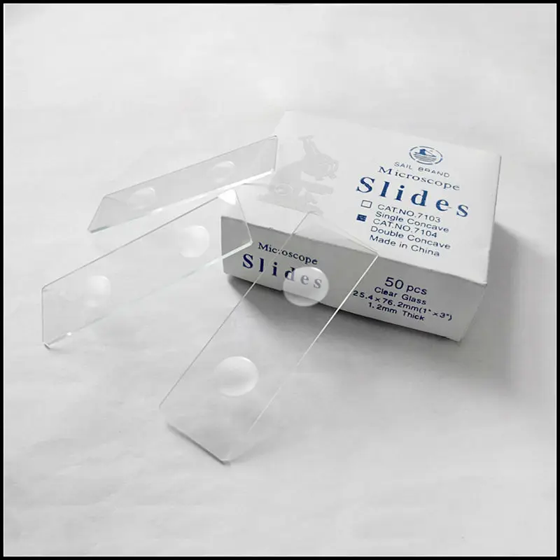 50PCS Reusable Laboratorial Double Concave Microscope Blank Glass