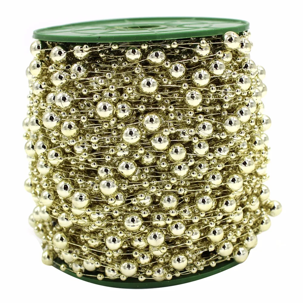 

5 Meters Fishing Line Artificial ABS Pearl Beads Chain Garland Wedding Party Decor Cloth Hair Accessories gold silver