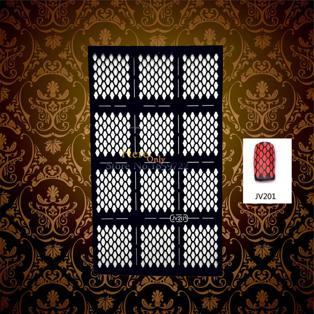 1 шт. черная ажурная наклейка для дизайна ногтей с узором в сетку и стразами