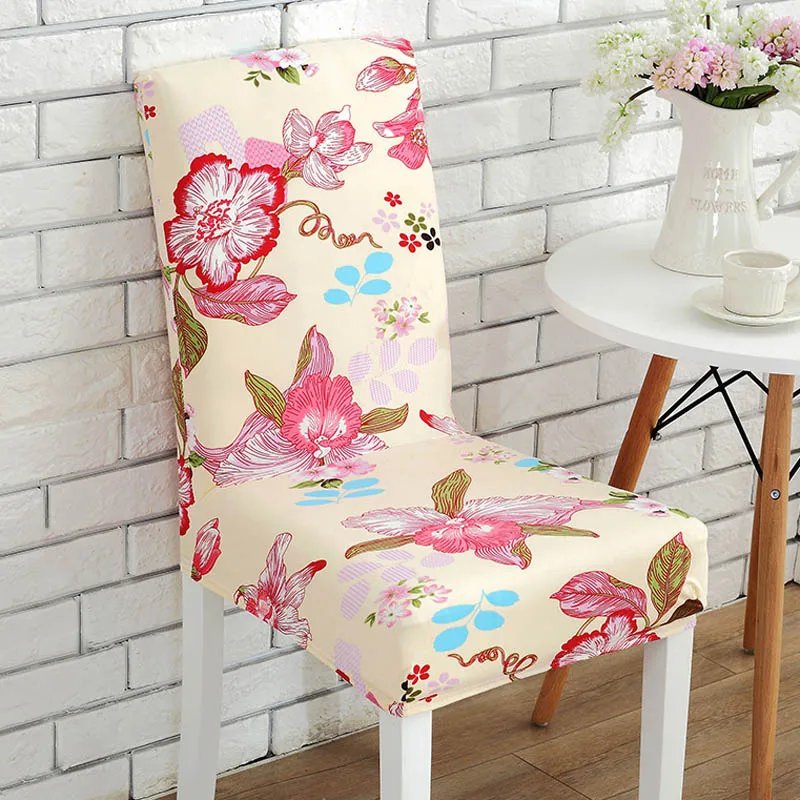 

Removable Spandex Floral Printing Stretch Dining Chair Protector Cover Kitchen Height Back Chair Slipcover Brief Seat Case 30