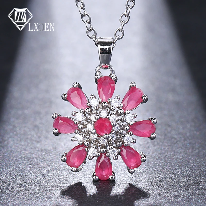 

LXOEN Classic New Design Flowers Zircon Charm Necklace for Women Fashion Wholesale Crystal Jewelry Pendant Necklaces