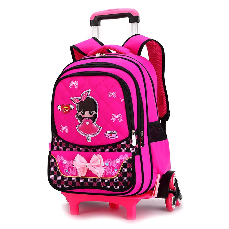 Image Two Three Wheels Folding Pulling Rod Bracket Rolling Cart Trolley School Bags Trolley Mochila book bag children wheeled backpack