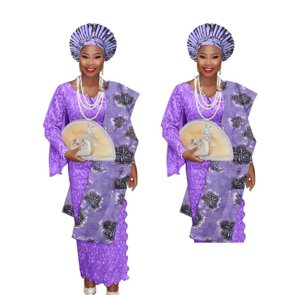 

New arrived aso oke for african wedding auto gele with shoulder gele together