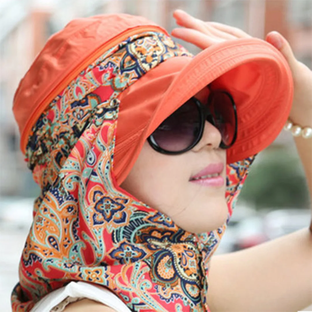 Women Protective Hat Outdoor Sun Cap Neck Face Wide Brim Visor Summer Anti-UV