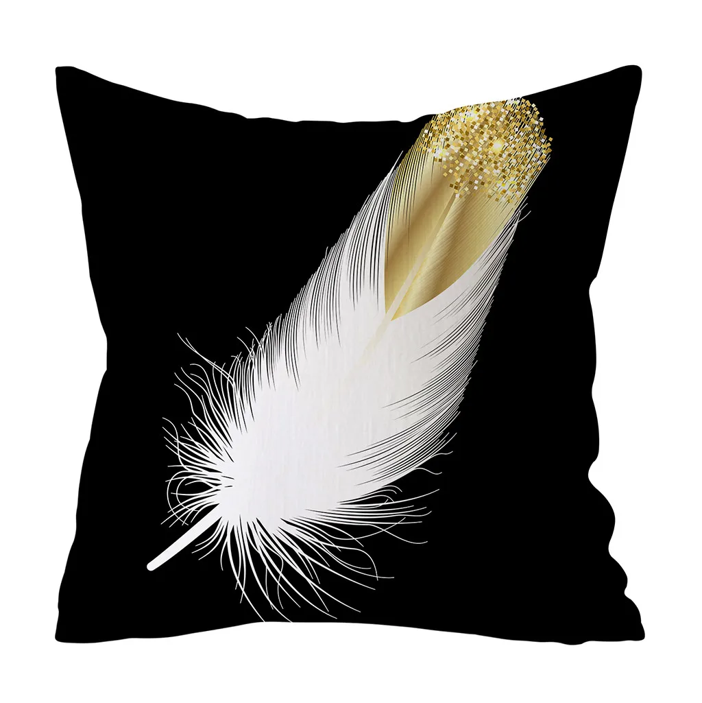 

Gold Plant Leaves Printed pattern Pillow Cover Sofa Cushion Cover Case Polyester Home Decor cojines decorativos para sofa