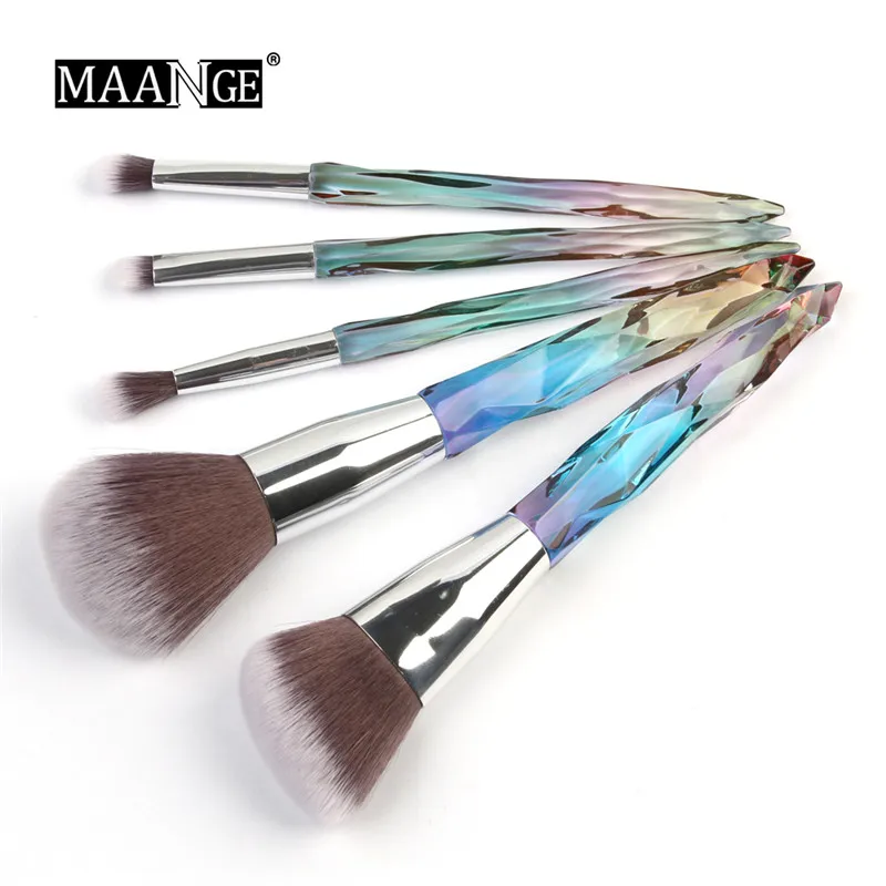 

MAANGE 5pcs Diamond Makeup Brushes Set Concealer Eyeshadow Blending Powder Crystal Spiral HandleMake Up Brush Cosmetic Tools