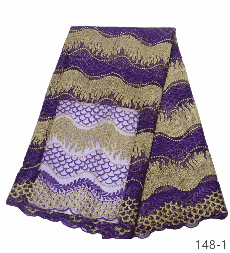 Африканская кружевная Высококачественная французская кружевная ткань с африканскими камнями кружевная ткань для нигерийского свадебного платья 148