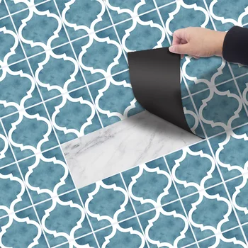 

blue Pattern roll Self-adhesive Wood Grain Floor Contact Paper Covering PVC Removable Decorative Film Wall Stickers Multi-Style