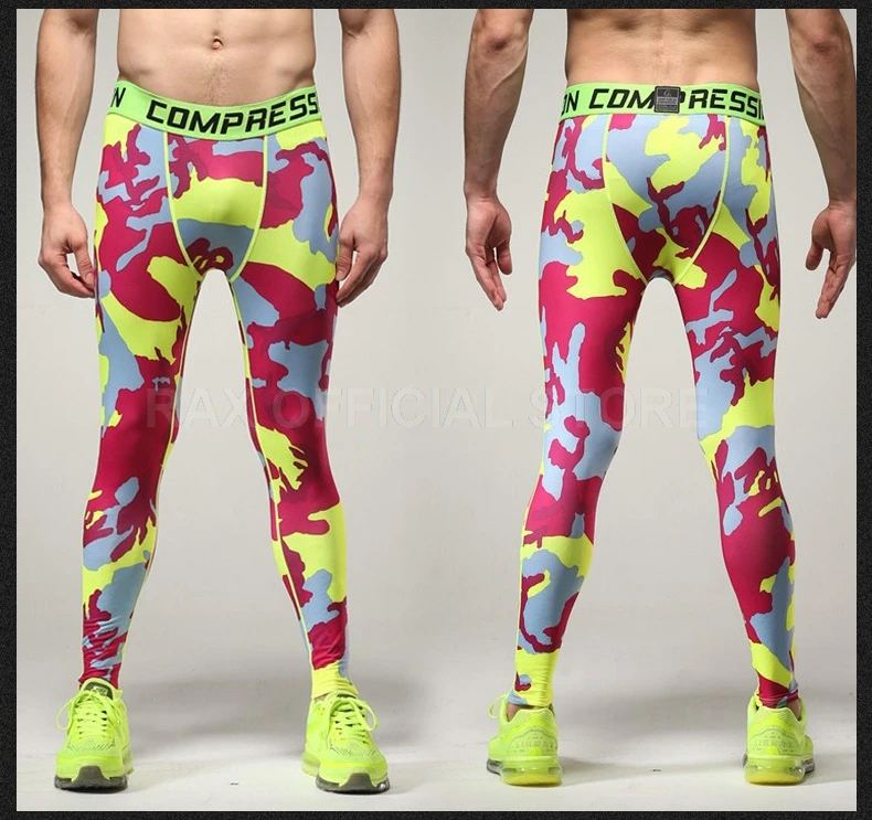 Мужские компрессионные брюки для бодибилдинга Jogger Фитнес упражнения обтягивающие леггинсы компрессионные колготки брюки спортивная одежда - Цвет: Honghuangmicai