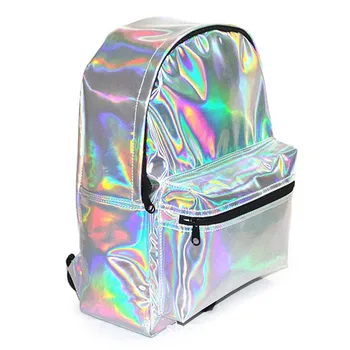 

Casual Backpack for Women of Color Silver PU Leather School Bag Hand Backpack for Travel