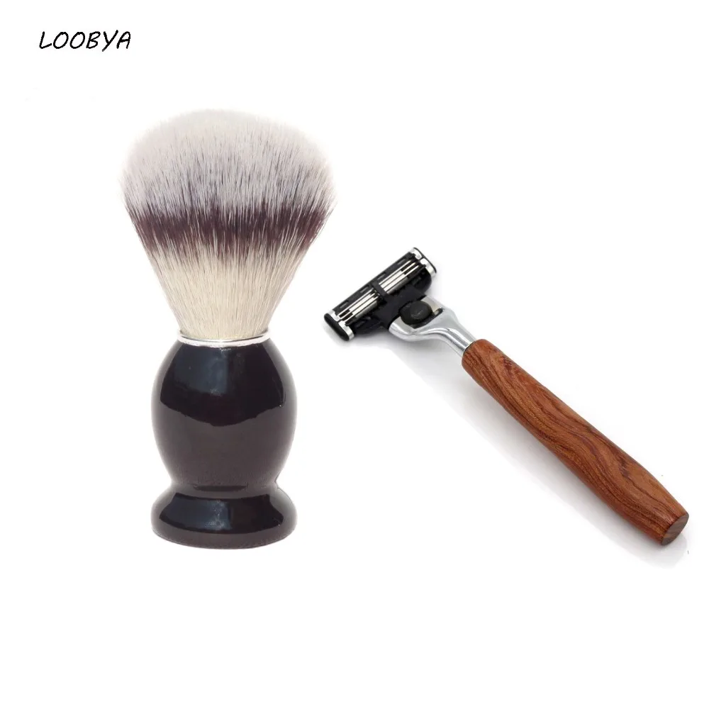 2pc/set Wood Handle Shaving Brush Straight Beard Razorbeard razor