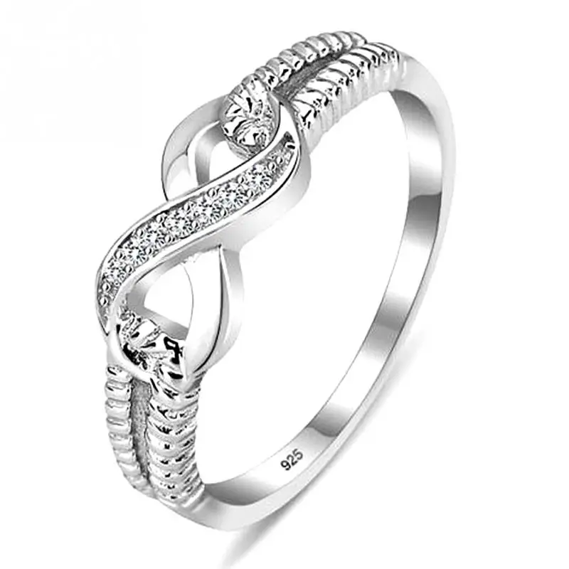 

Silver Jewelry Designer Brand Rings For Women Wedding Lady Infinity Ring Size 5 6 7 8 9 #13