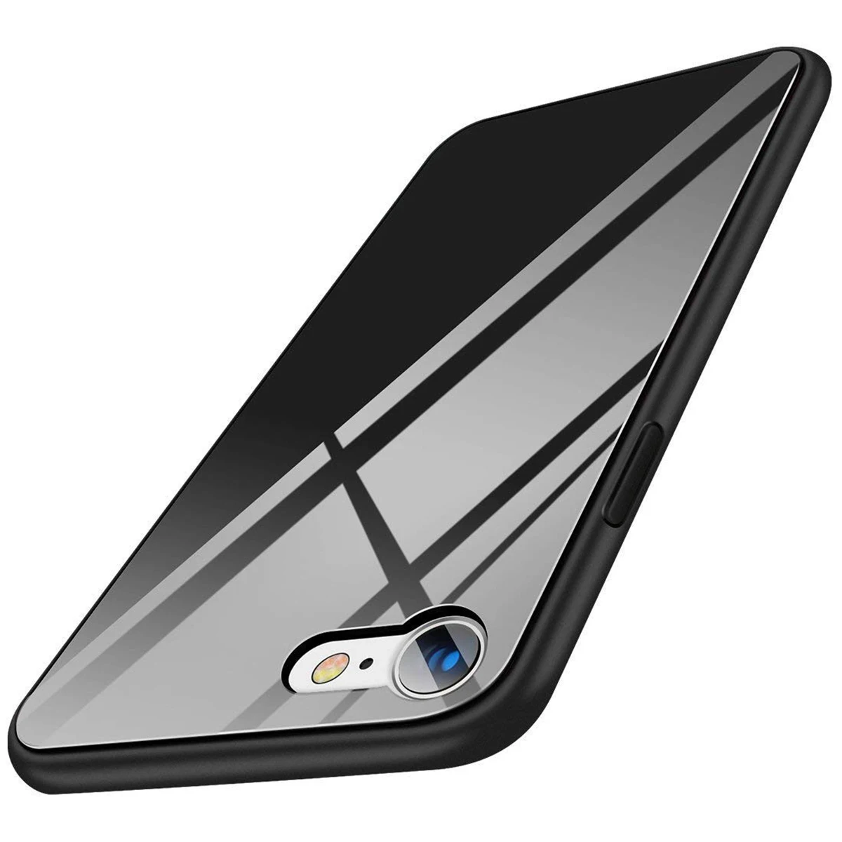 

GrandEver 2 in 1 Hard Case For iphone 7 8 plus Cover For 360 All Inclusive 9H Tempered Glass Mirror Plain Coque For iphone X