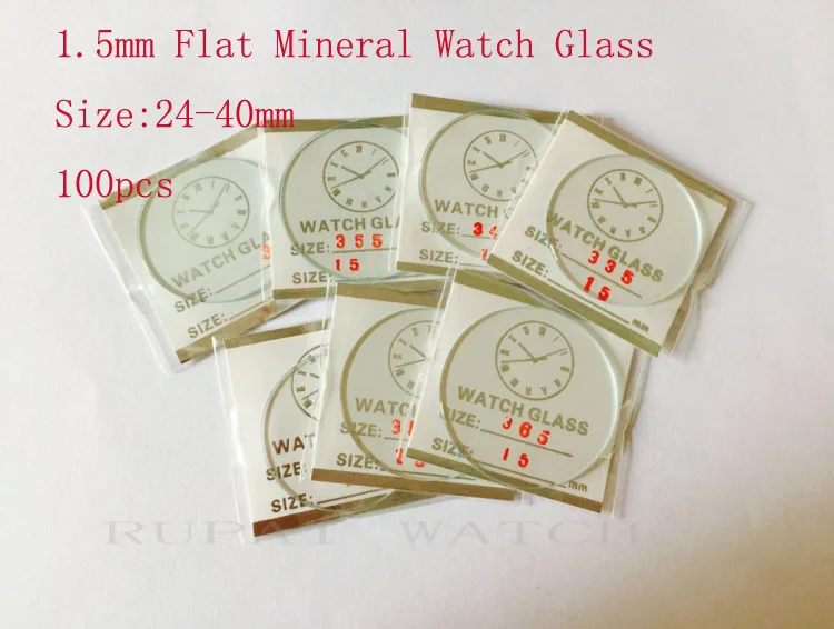 100 шт 1,5 мм 25 до 40 мм плоские минеральные часы кристалл/стекло в хорошем качестве для часовщиков