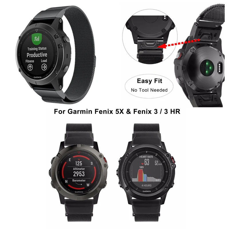 strap garmin fenix 5x fenix 3 milanese loop