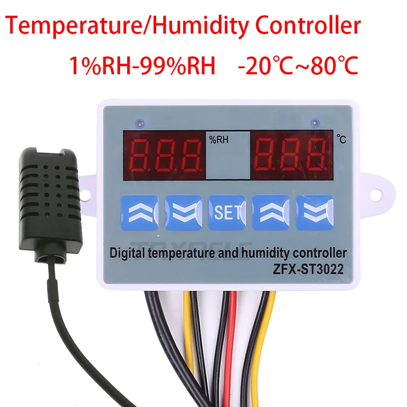 

Digital Temperature Humidity Controller Regulator Thermostat Hygrostat Thermometer Hygrometer Control with Humidity Sensors 220V