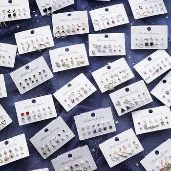

12 Pcs/set Korean Simple Small Earrings Mini Zircon Stud Earrings for Girl Women Trend Jewelry Accessories