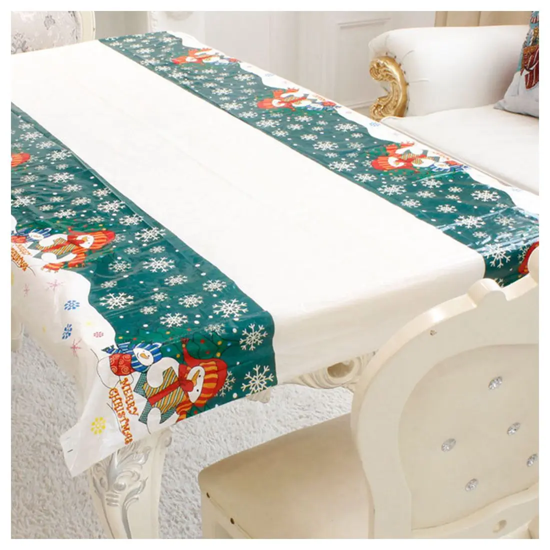 NHBR Christmas Disposable Tablecloth Festive Rectangle Oblong Table