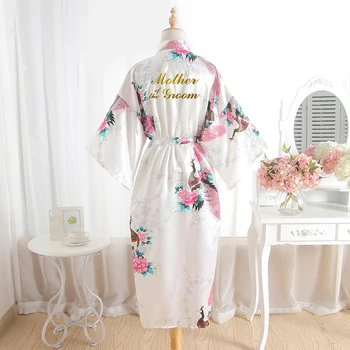 

BZEL Mother Of The Groom New Night Robe Women Bathrobe Dressing Gown Sleepwear Sexy Silk Satin Robe Wedding Bridal Party Kimono