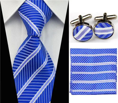 Наборы галстуков для мужчин Gravatas Мужские аксессуары широкий шелковый галстук набор геометрический плед деловой носовой платок запонки#29g - Цвет: SNT0009